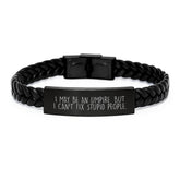 Funny Umpire Interlaced Leather Bracelet Gifts from Friends to Umpire Lovers, Christmas Unique Umpire Gifts for Umpire Men with Engraved Stainless Steel - Image 1